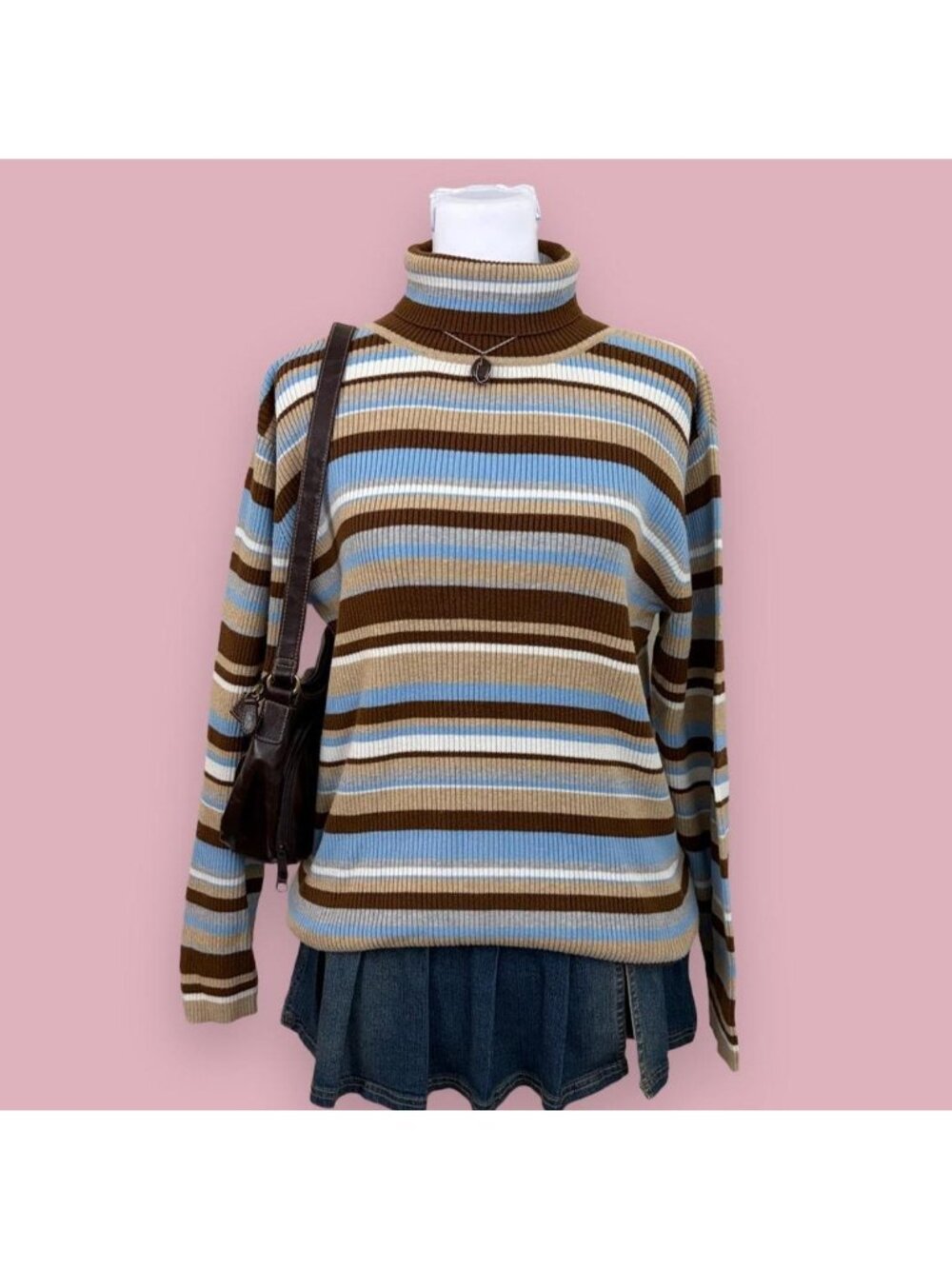 y2k striped boho chic turtleneck sweater shirt